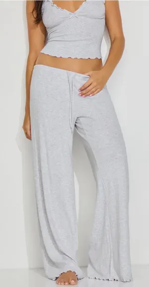 Garage Pointelle Slouchy Pants Spring Grey Mix Large New thumbnail 1