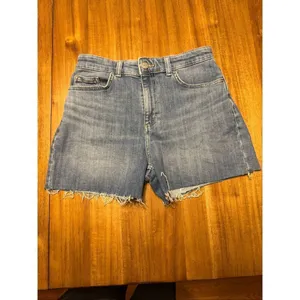 Lee Women Relaxed Fit High Rise Cut Off Blue Denim Shorts 6 M thumbnail 2