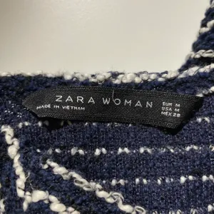 ZARA Striped Textured Mock Neck 3/4 Sleeve Sweater Top Navy White Size Medium thumbnail 14