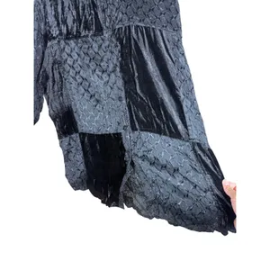 Phool Vintage Black Velvet Patchwork Textured Button Down Shirt Womens Medium thumbnail 4