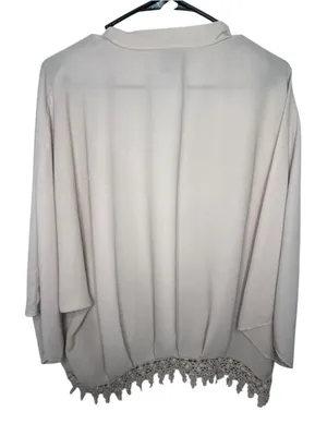 Daytrip Cream Boho Crochet Fringe Long Sleeve Open Front Kimono Cardigan thumbnail 4