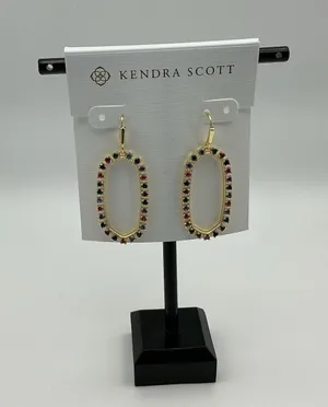 Kendra Scott NWT Gold Multicolor Crystal Oval Drop Earrings thumbnail 1