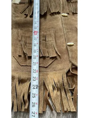 Vintage Brown Suede Leather western vest fringe Womens Sz M handmade in Mexico thumbnail 9