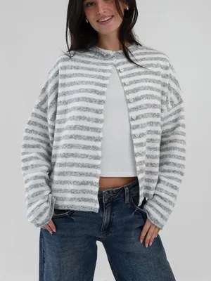 Grey Bandit Phoebe Cardigan Brown Stripe thumbnail 1