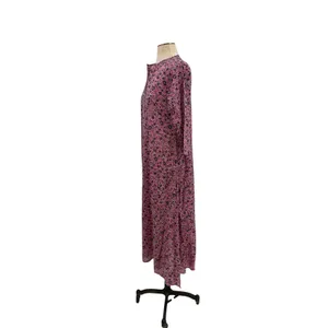 Roller Rabbit Pink Floral Cotton Maxi Dress Button‎ Front 3/4 Sleeve Size XS thumbnail 4