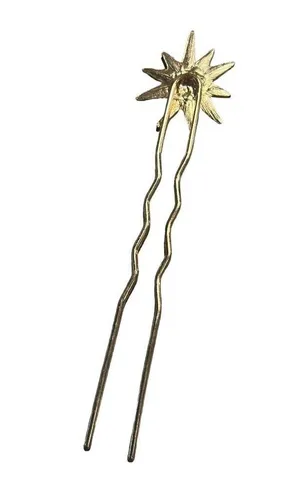 Crystal Gold Tone Celestial Starburst Bridal Hair Pin Rhinestones 5" long thumbnail 4