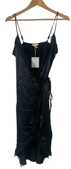 Solaris Style‎ Black Wrap Spaghetti Strap Dress Lace Trim Size Medium NWT thumbnail 1