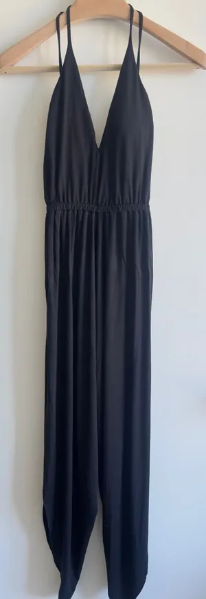 Rachel Pally Revolve Exclusive Black Modal Halter Wide Leg Jumpsuit XS thumbnail 1