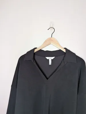 Spanx Black Air Essentials Polo Long Sleeve Top plus size 1X 50777r thumbnail 2