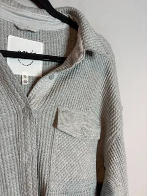 Aerie grey LumberJill waffle button down shacket thumbnail 2