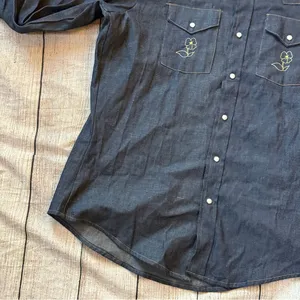 Vintage Triple LLL Brand Denim Western Embroidered Pearl Snap Long Sleeve Sz XL thumbnail 5