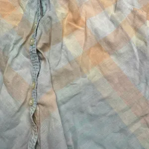 GAP Womens‎ Plaid Button Down Shirt Short Sleeve Tie Sleeve Pastel Size M thumbnail 2