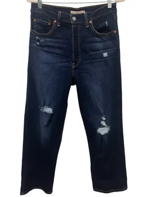 Levi’s Ribcage Straight Ankle Jeans 30 Dark Indigo thumbnail 3