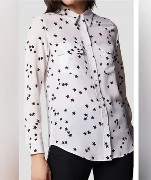Equipment Star Print Long Sleeve Silk Blouse medium thumbnail 5