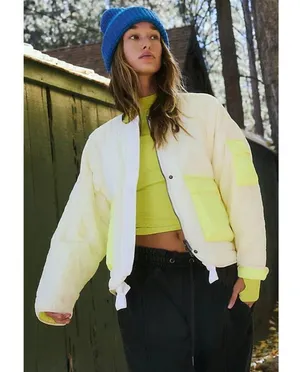 FREE PEOPLE Outta Left Field Jacket in Neon Green Size Small thumbnail 2