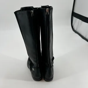 Franco Sarto Tahini Black Leather Women's Fashion Riding Knee Boots size 6.5 thumbnail 4