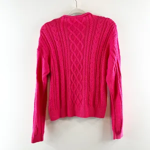 J. Crew Mockneck Cable Knit Cotton Pullover Sweater Pink Medium thumbnail 4