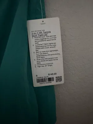 NWT Lululemon 2-in-1 HR Tennis Skirt Tight 25” 8 Maldives Green thumbnail 2