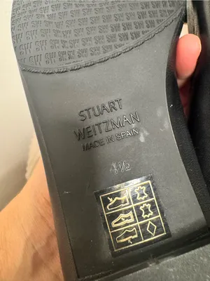 Stuart Weitzman Black Leather Chain-Trim Ballet Flats Shoes thumbnail 8