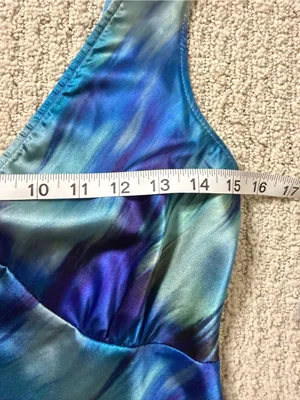 bebe Women's Blue Multi Watercolor V-Neck Maxi Dress Size S NWT Made in USA thumbnail 6