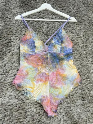 Avidlove Floral Lace Teddy Bodysuit Women Large Multicolor Strappy Lingerie NWT thumbnail 1