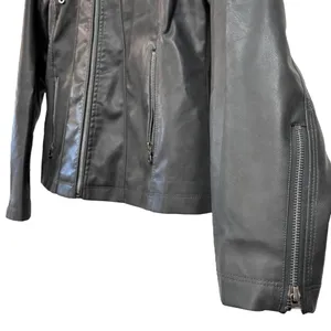 Tagoo Vegan Faux Leather Gray Biker Moto Zip Up Grunge Jacket NWT Large thumbnail 6