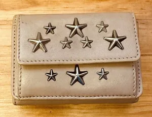 Jimmy Choo Nemo Trifold Wallet With Coin Purse Stars Studs‎ Leather Small Wallet thumbnail 1