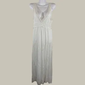 Chelsea & Violet‎ White Lace Crochet V-Neck Maxi Dress Women Small Boho Summer thumbnail 2