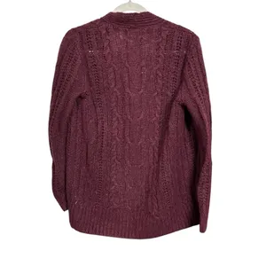 Hollister Womens Sz M Purple Cardigan Cable Knit Open Front Sweater Wool Blend thumbnail 6