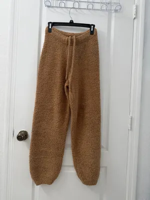 SKIMS Brown Cozy Teddy Fleece Jogger Lounge Pants Drawstring Womens (Size S/M) thumbnail 2