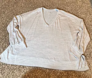 ANA A New Approach Women Light Blue V Neck Long Sleeve Pullover Plus Size‎ XXL thumbnail 1