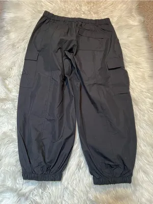 Future Collective Womens Size Medium Cargo Jogger Pants Black Windbreaker Cotton thumbnail 6