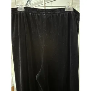 Impressions Lifestyle Women‎ Black Velvet Elastic Waist Straight Leg Pants Large thumbnail 4