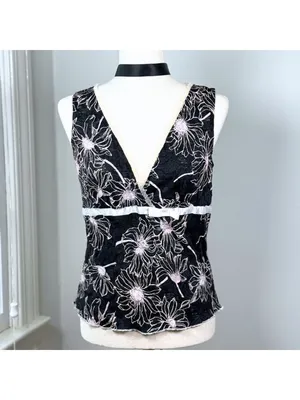 Vintage Y2K Speechless Black Lace Going Out Top Pink Floral XL Fairy Whimsigoth thumbnail 2