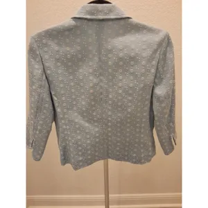 Caslon Blazer Light Blue and White Size M Floral Pattern Single Button Closure thumbnail 3