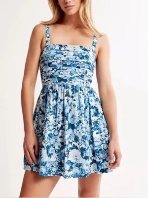 Abercrombie Emerson Tank Mini Dress Blue Floral Small thumbnail 2