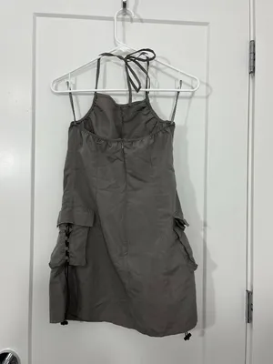 Motel Rocks XS Extra Small Gray Schmidt Cargo Mini Dress thumbnail 8