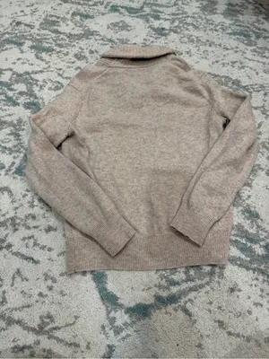 J.Crew 100% Lambswool Shawl Collar Sweater M Oatmeal Beige thumbnail 3