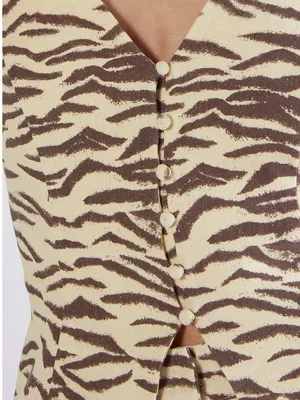 Nasty Gal Cream and Brown Zebra-Print Halter thumbnail 2
