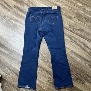 Levi's Sz 33 Curvy Bootcut Jeans‎ Mid Rise Flat Front Stretch Denim Blue Women's thumbnail 11