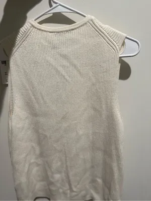 Abercrombie & Fitch Sleeveless Cream Tie-Front Ribbed Top thumbnail 5