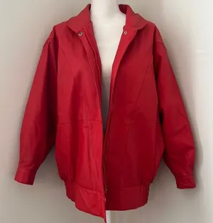 Oversized Vintage Leather Jacket Red Size M thumbnail 1