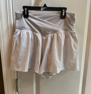 aerie Pale Gray Athletic Skort with Crossover Waistband thumbnail 1