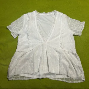 Nordstrom Chic White Ruffle Blouse thumbnail 2