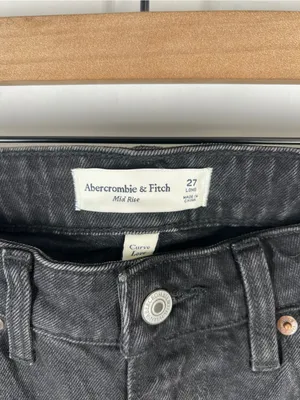 Abercrombie & Fitch Curve Love Mid Rise Cropped Straight Split Hem Jeans 27 NWT thumbnail 3