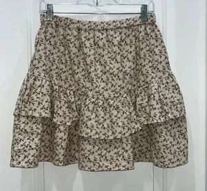 NWT Madewell Flannel Cream Pull-On Floral Tiered Mini Skirt Sz S thumbnail 9