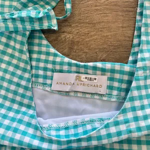 Amanda Uprichard‎ teal gingham sleeveless dress size large thumbnail 4