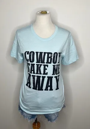 Bella Canvas- Light Blue "Cowboy Take Me Away" T-Shirt thumbnail 1