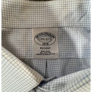 Brooks Brothers Regent‎ Dress Shirt Mens 17.5 32/33 Blue Micro Check Non-Iron thumbnail 5