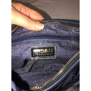 Urban Expression Denim Woven Top Handle Bag Dark Wash Blue Small Y2K Vegan thumbnail 3